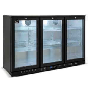 Three Door Bar Fridge - Black Body & Doors - 3BBR-H