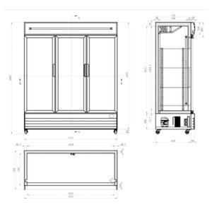 1500L Fridge Glass Doors