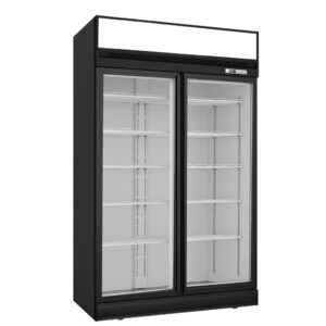 Thermaster 1006L Black Upright Double Glass Door Freezer LG-1006DF