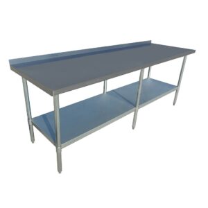 2100-6-WBB Economic 304 Grade Stainless Steel Table with splashback 2100x600x900 - 6 legs