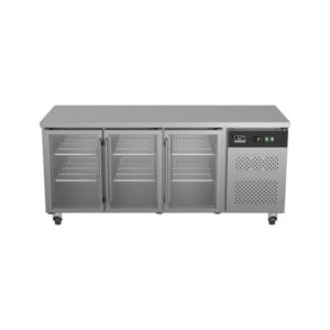 Commercial Three Glass Door Worktop / Under Bench Display Fridge 700mm Depth