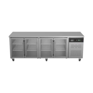 Commercial Four Glass Door Worktop / Under Bench Display Fridge 700mm Depth