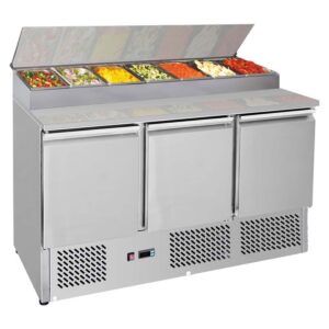 2NDs: Thermaster Three Door Compact Salad Prep Top - GNS1300D-VIC873