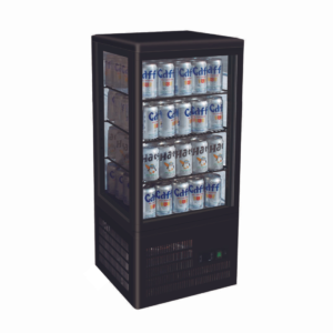2NDs: Thermaster Four-Sided Countertop Beverage Display Fridge Black - TCBD78B-NSW1942