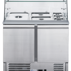 FED-X Two Door Salad Prep Fridge with Glass Top - XS900GC