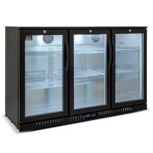 3 Hinged Door Bar Fridge Black