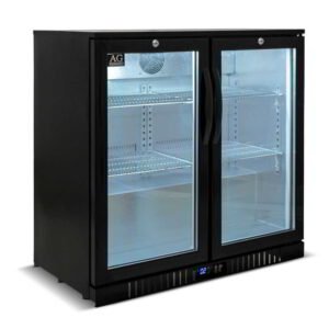 2 Hinged Door Bar Fridge Black