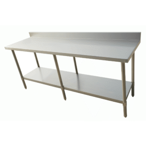 2400-6-WBB Economic 304 Grade Stainless Steel Table with splashback 2400x600x900 - 6 legs