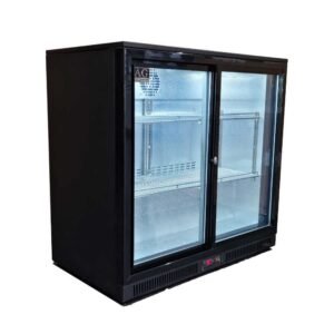 2 Sliding Door Bar Fridge Black