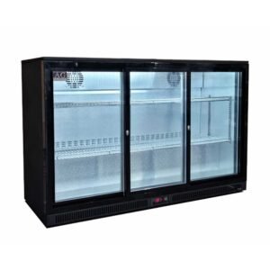 3 Sliding Door Bar Fridge Black