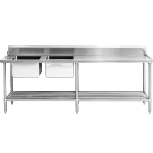 DSBD7-2400L/A Left Inlet Double Sink Dishwasher Bench
