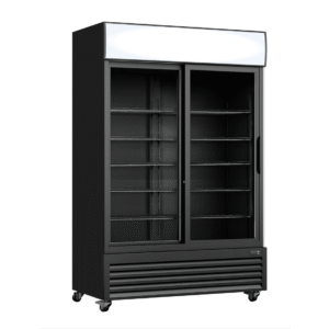 Thermaster Two Sliding Glass Door Colourbond Upright Drink Fridge Black - LG-1000SDBP